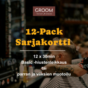 12-Pack Sarjakortti - 12 x 30min hiustenleikkaus tai parran muotoilu