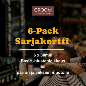 6-Pack Sarjakortti - 6 x 30min hiustenleikkaus tai parran muotoilu